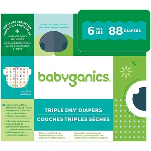 image:imageBabyganics Size 6 88 Count Absorbent Breathable Triple Dry Protection Diapers